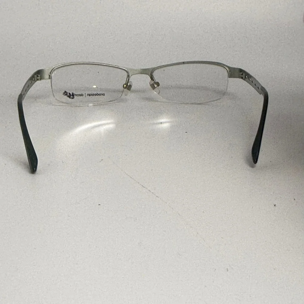 Prodesign Denmark 1208 c.4021 Red Silver Semi Rimless Eyeglasses 52-17-130